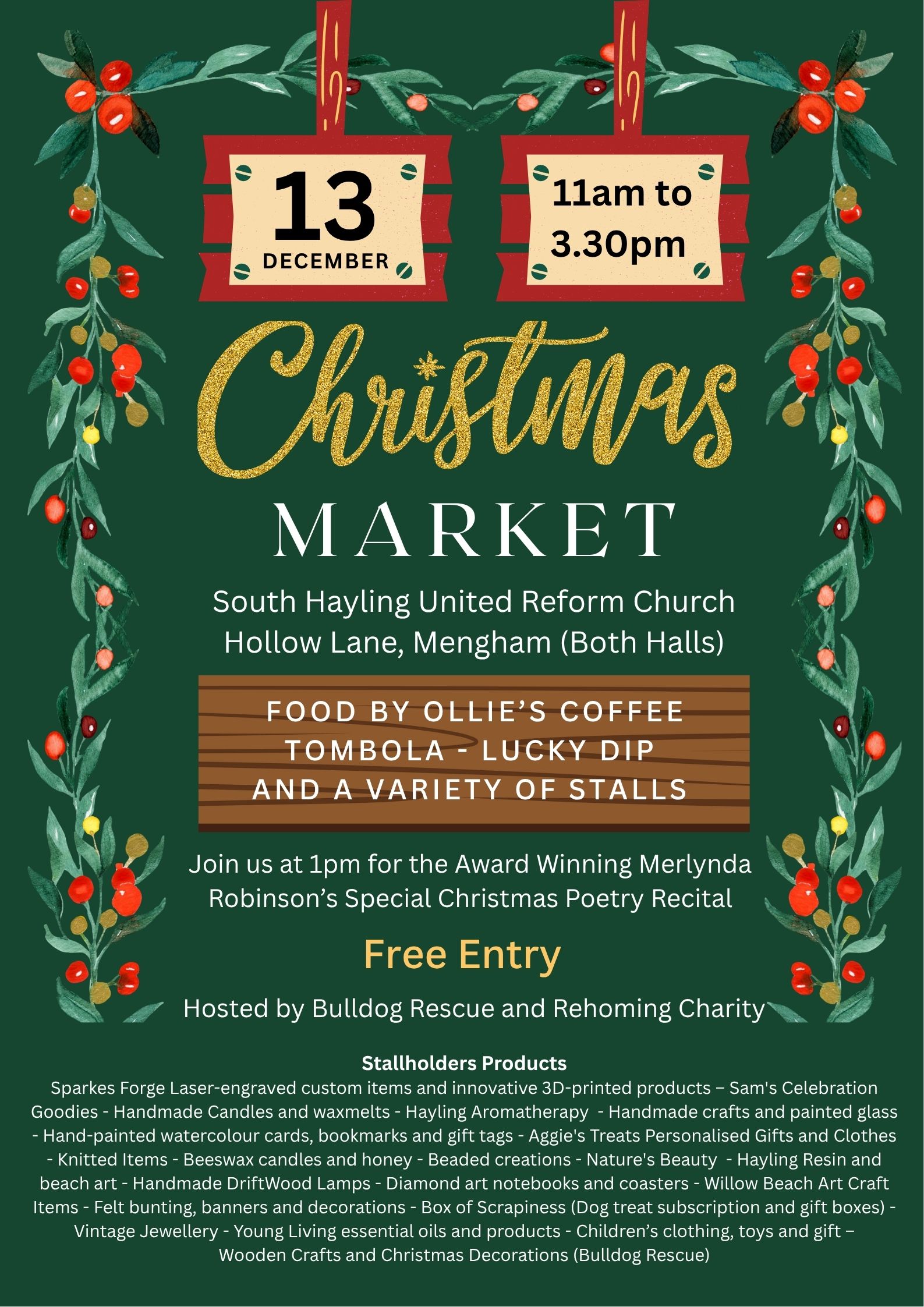 Merlynda Robinson Live Christian Poetry Recital Christmas Market Hayling Island 2025