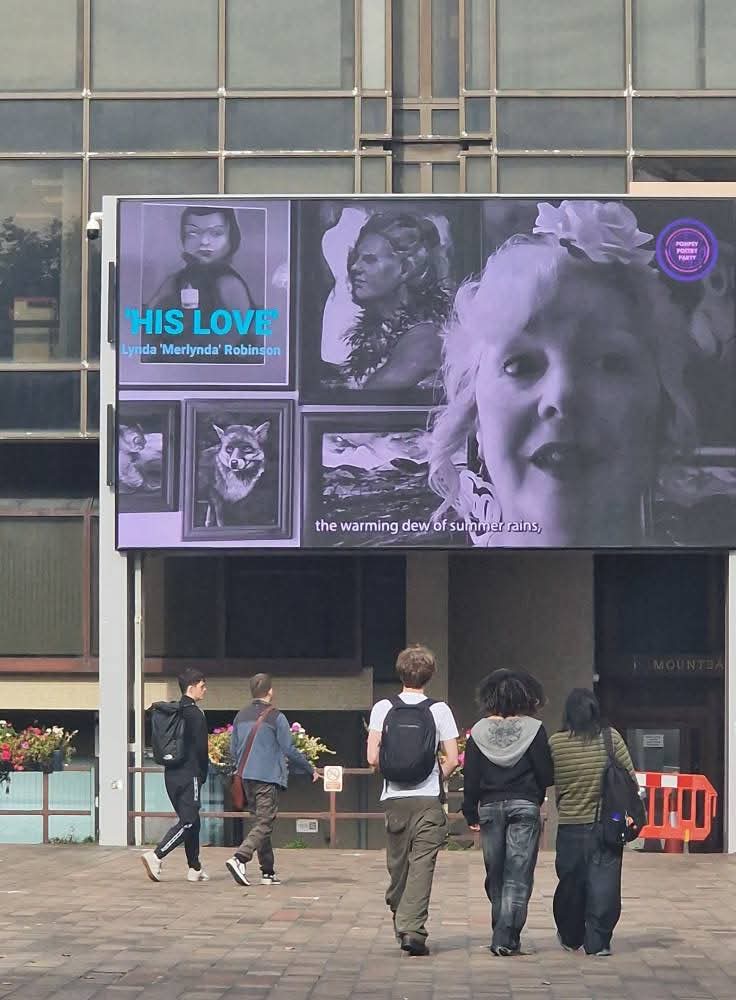HIS LOVE Created and Read by Lynda Merlynda Robinson National Poetry Day 2025 - The Big Screen Guildhall Square Portsmouth Hampshire England 